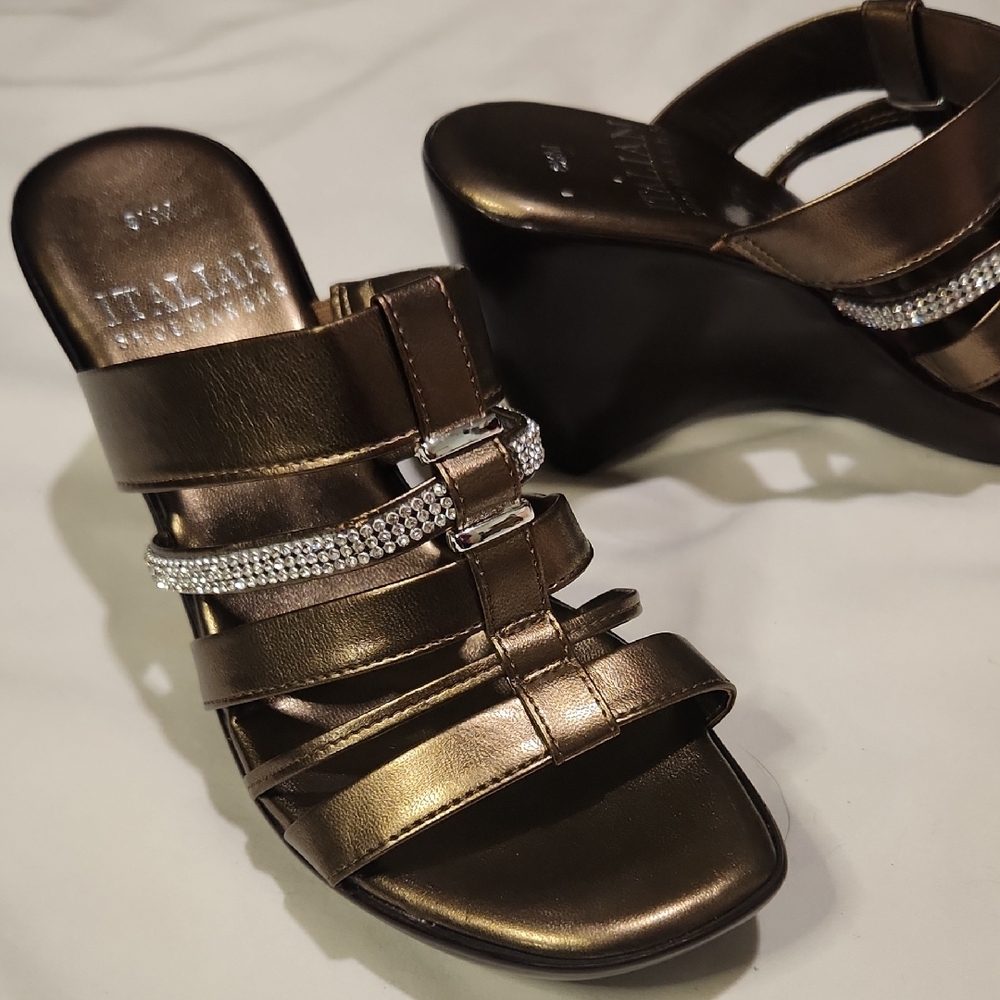 Italian Shoemakers | Metallic Bronze Wedges Sz 8.5